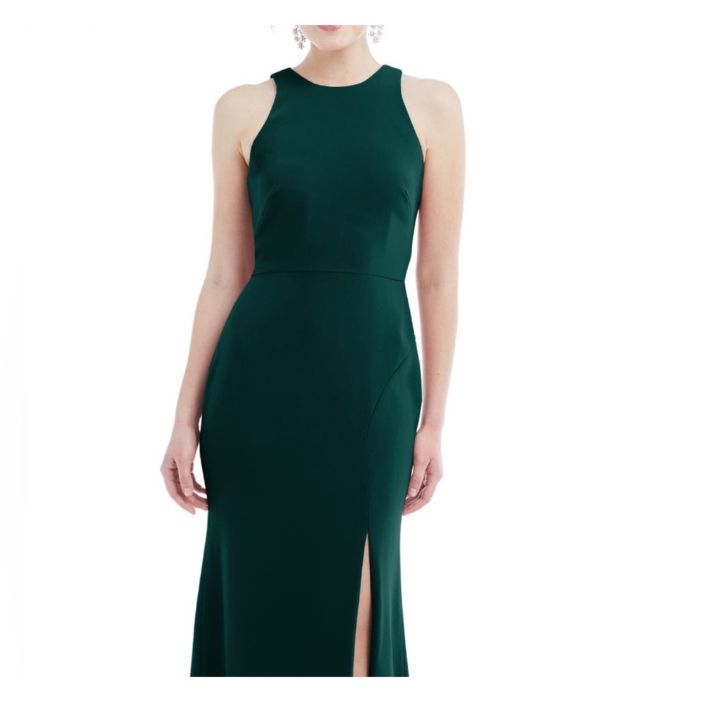 New Dessy Collection Evergreen Open Back Maxi Tie Back Dress Size 4 - Picture 2 of 5